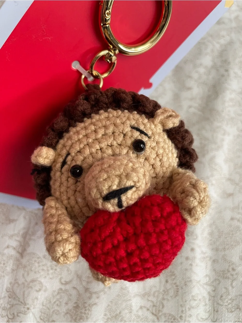 Piper K Handmade Crochet Hedgehog Bag Charm Key Chain Backpack Heart NEW